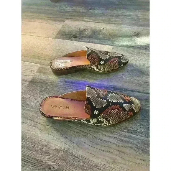 Madewell SnakeMadewell The Frances Loafer Mule Snake Embossed sz 10 - Picture 3 of 5